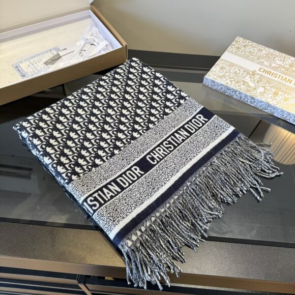 CHRISTIAN DIOR Navy Dior Trotter Scarf - Picture 1 of 6